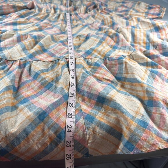 Drew Anthropologie Babydoll Dress Women Prairie Windowpane Plaid Cottagecore - Picture 9 of 16